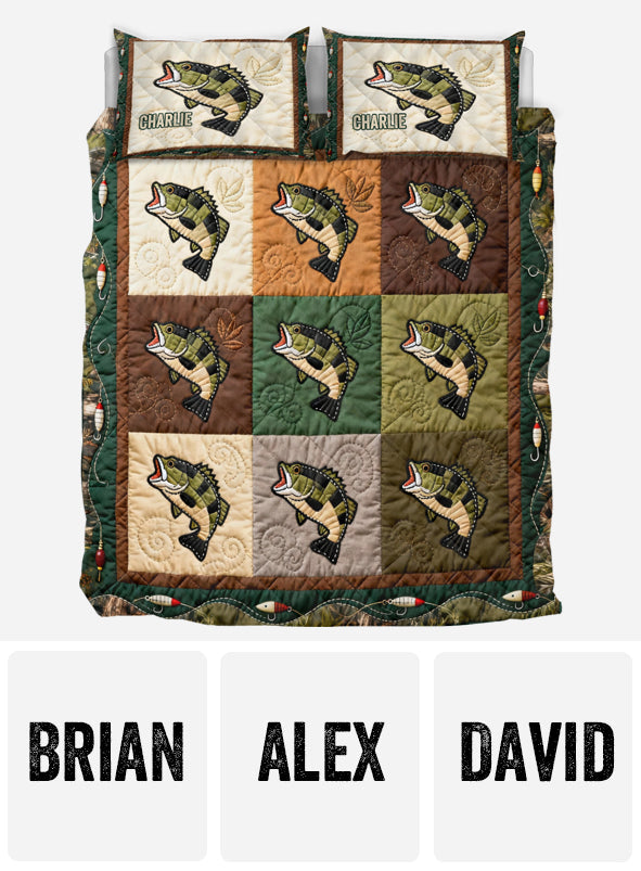 Love Fishing - Personalized Fishing Quilt Set
