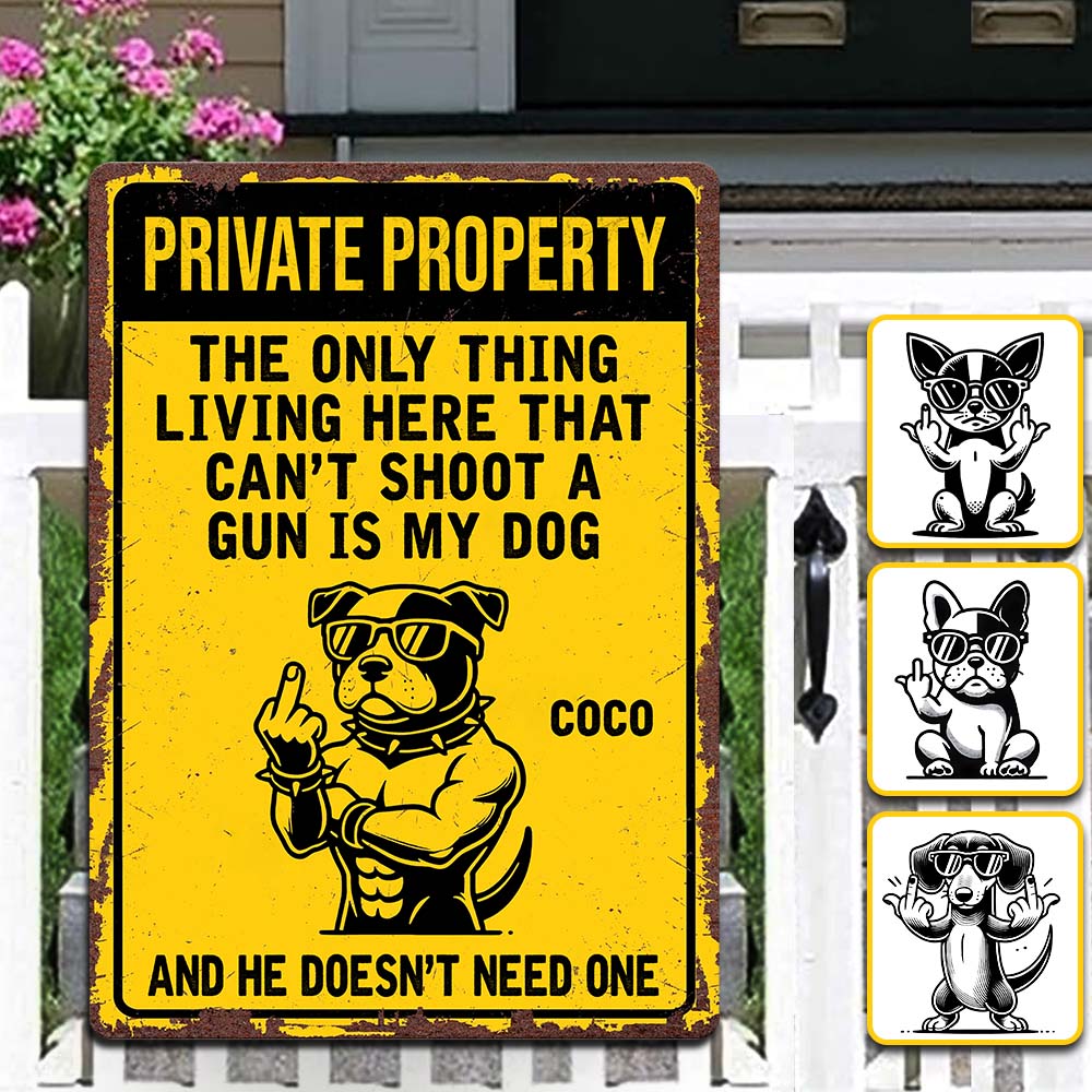 Dog Lovers/ Owners Private Property - Personalized Dog Rectangle Metal Sign