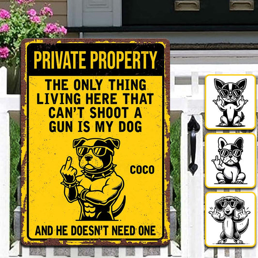 Dog Lovers/ Owners Private Property - Personalized Dog Rectangle Metal Sign