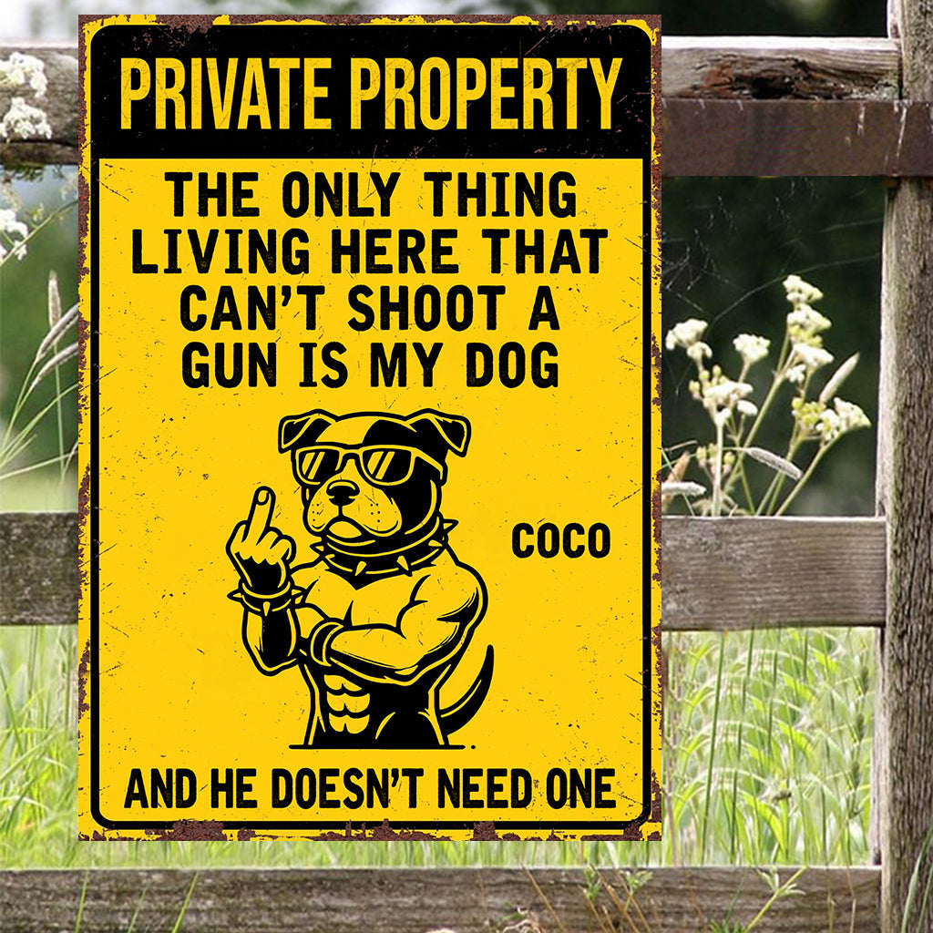 Dog Lovers/ Owners Private Property - Personalized Dog Rectangle Metal Sign