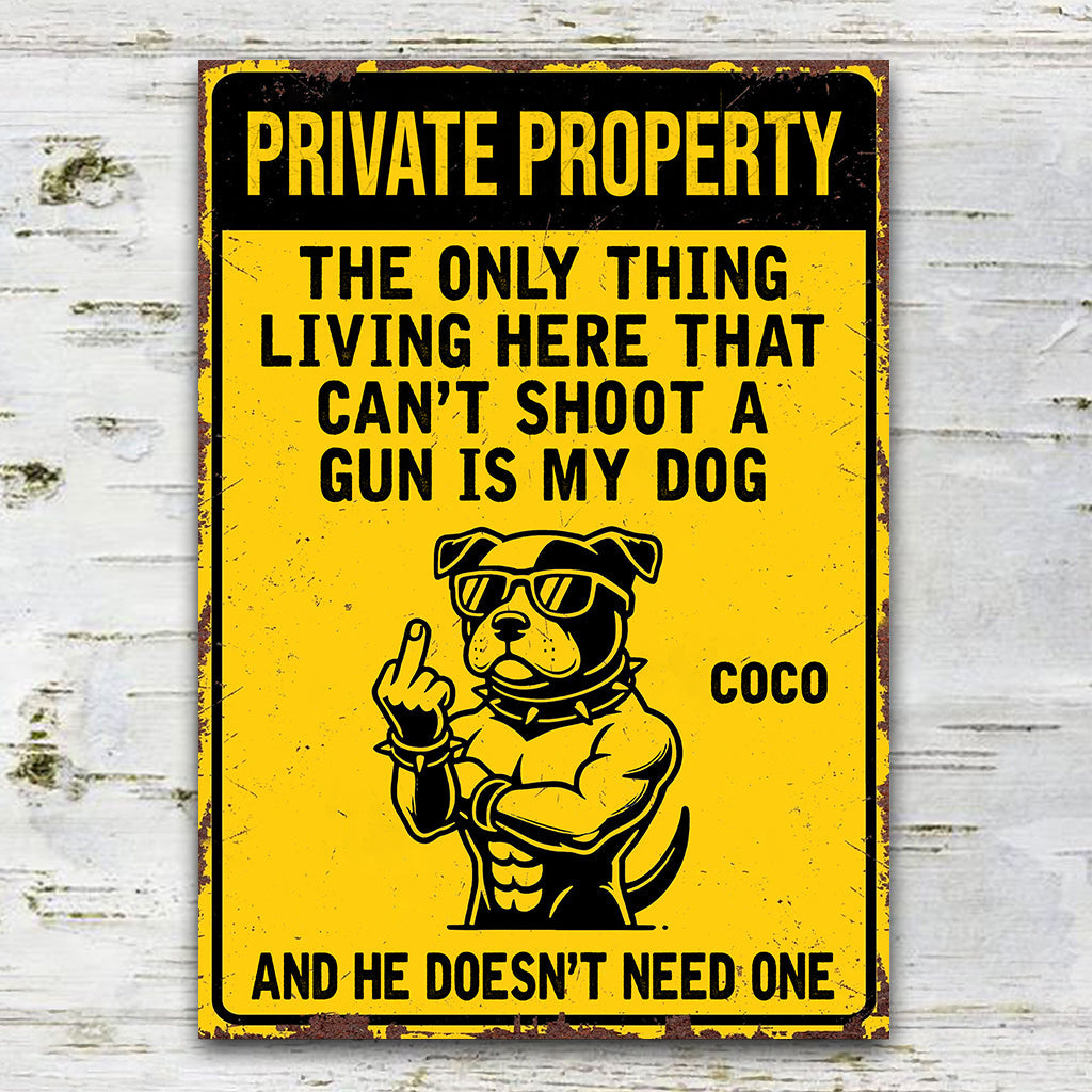 Dog Lovers/ Owners Private Property - Personalized Dog Rectangle Metal Sign