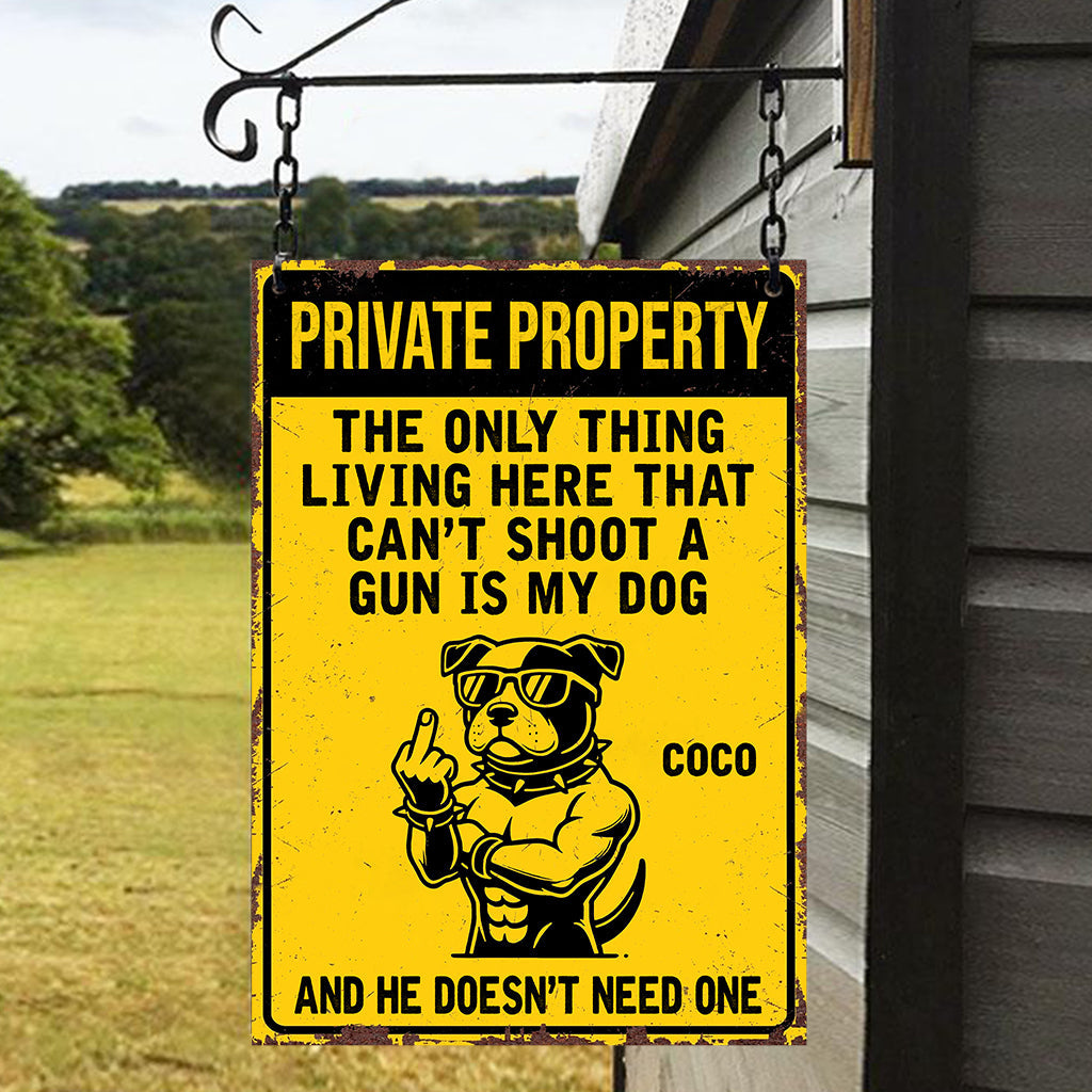 Dog Lovers/ Owners Private Property - Personalized Dog Rectangle Metal Sign