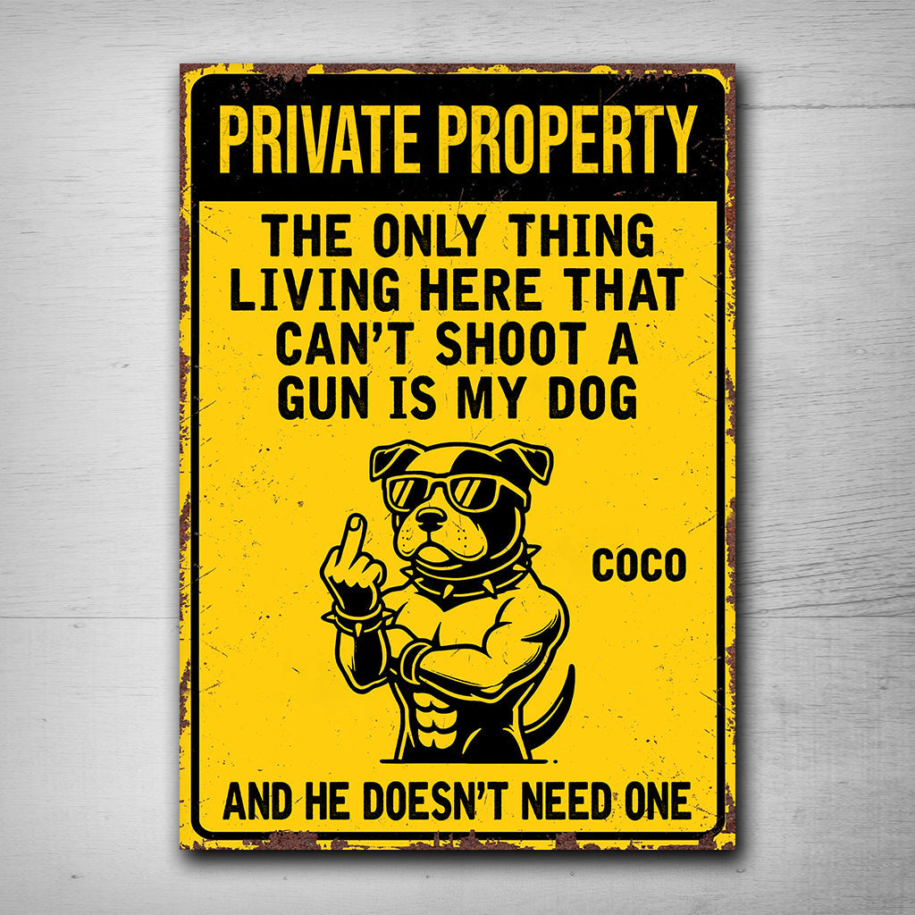 Dog Lovers/ Owners Private Property - Personalized Dog Rectangle Metal Sign
