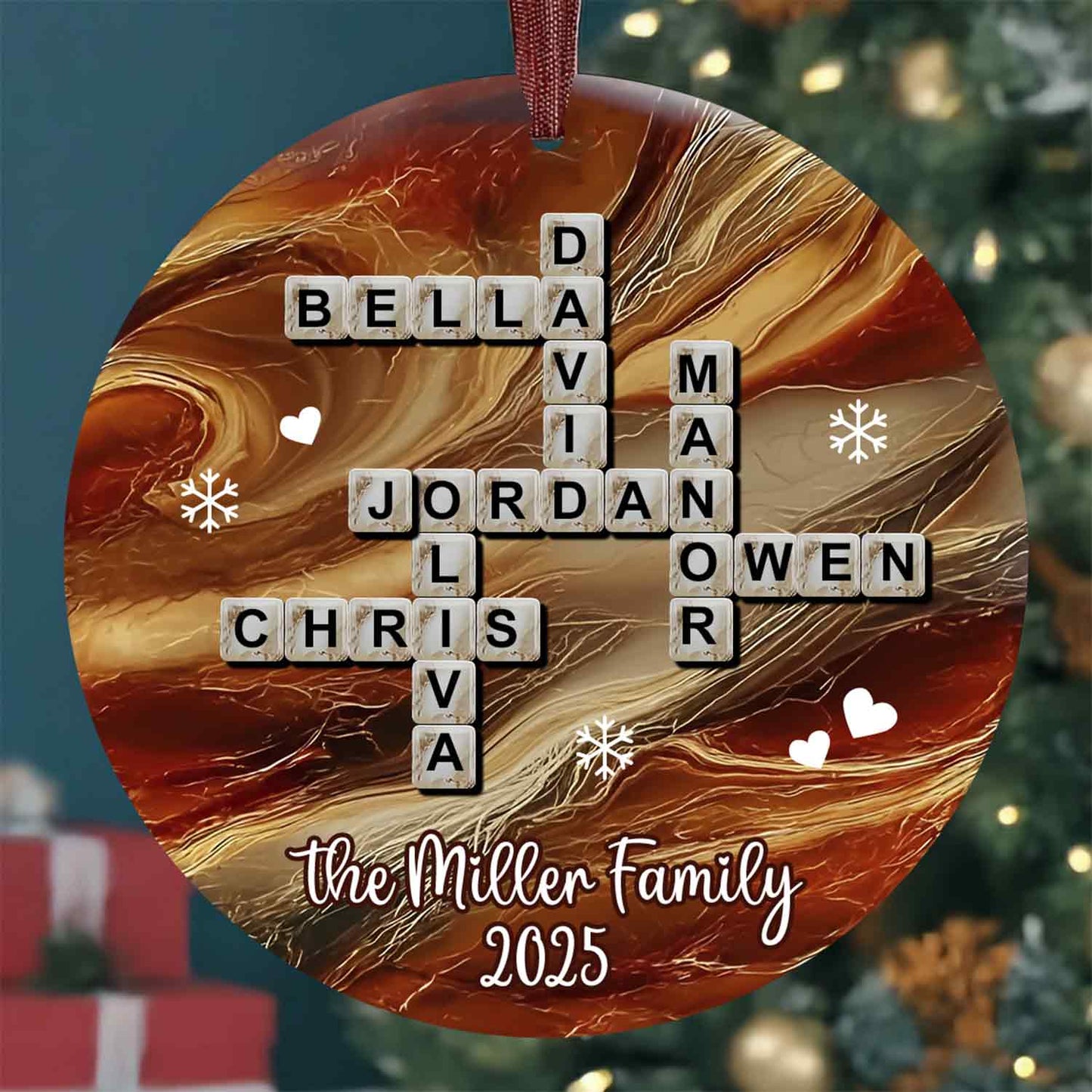 Crossword Puzzle Scrabble - Personalized Family Ornament