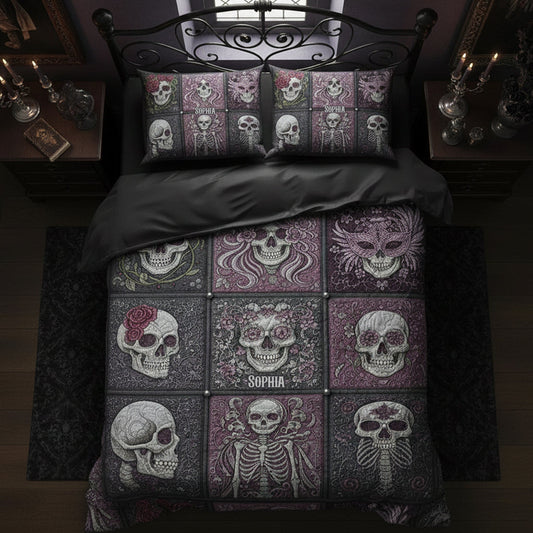 Love Skull - Personalized Skull Quilt Set