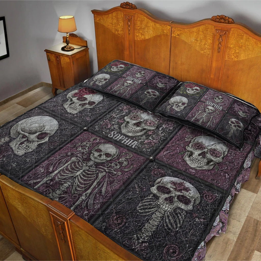 Love Skull - Personalized Skull Quilt Set