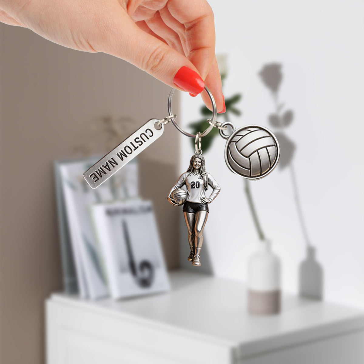 Personalisierter Schlüsselanhänger mit Foto – Volleyball-Schlüsselanhänger mit Anhängern