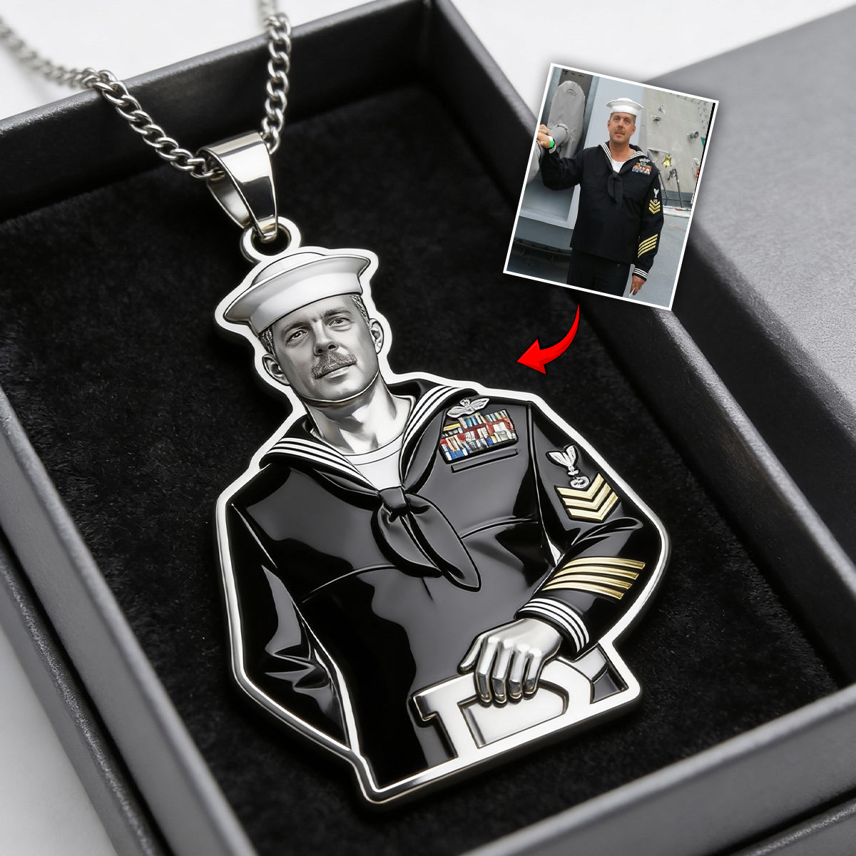 Pompier, policier… N’importe quel métier – N’importe quelle photo – Collier pendentif personnalisé en métal en forme de pompier
