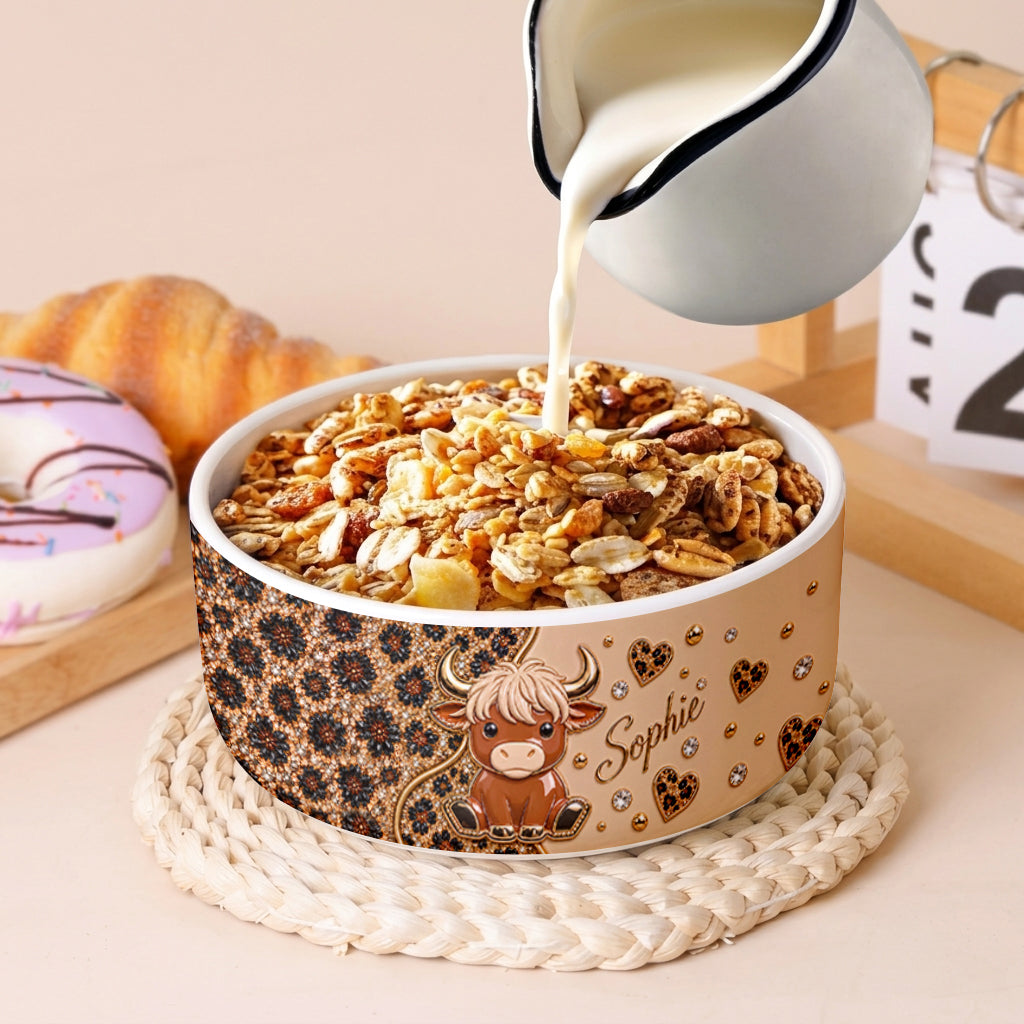 Cute Highland Cow - Personalized Highland Cow Ceramic Bowl