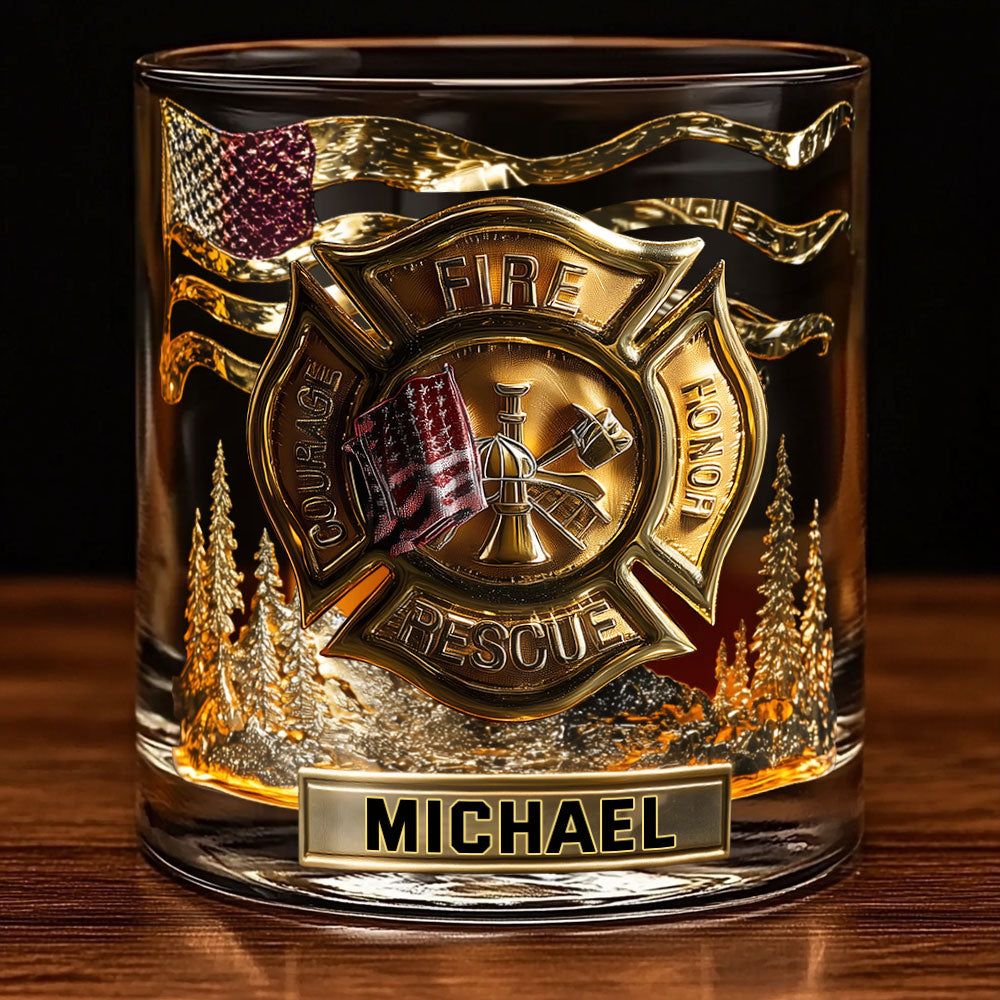 Strong Firefighter - Personalized Firefighter Whiskey Glass