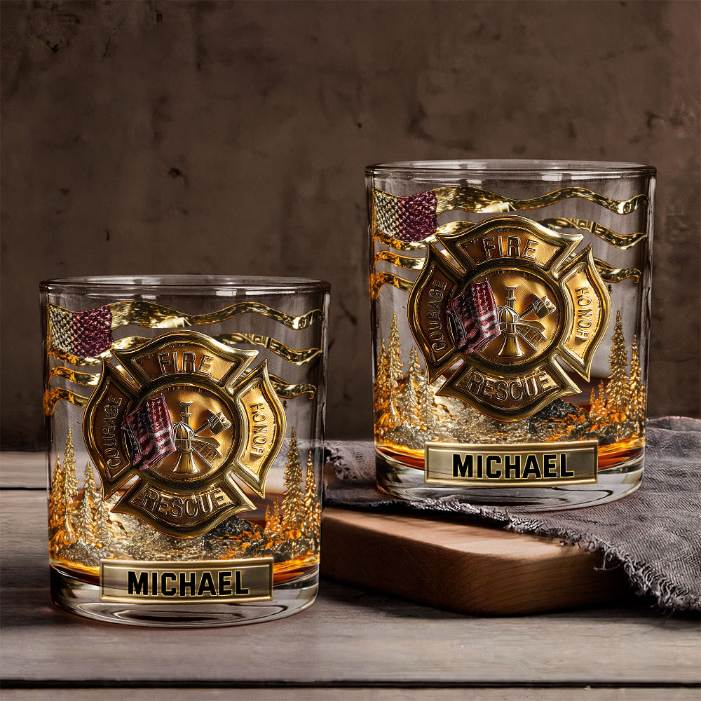 Strong Firefighter - Personalized Firefighter Whiskey Glass