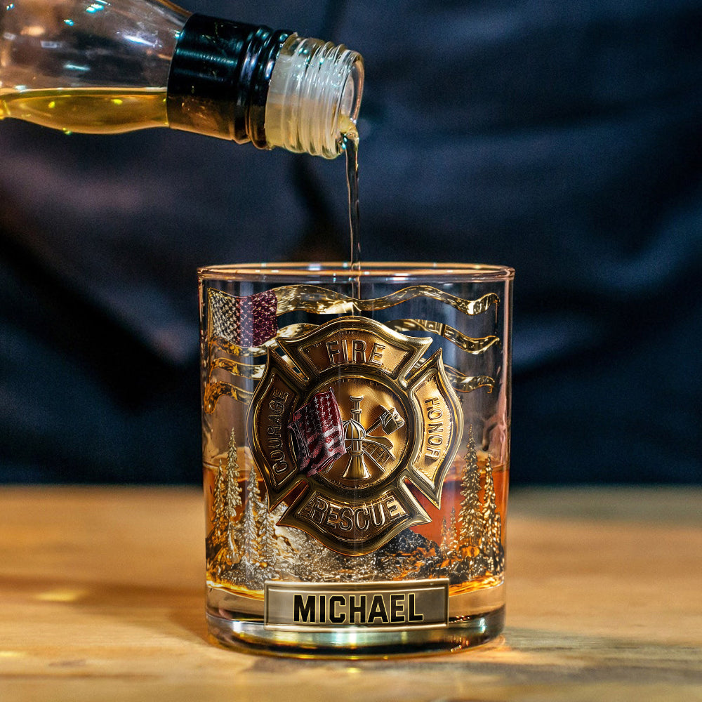 Strong Firefighter - Personalized Firefighter Whiskey Glass