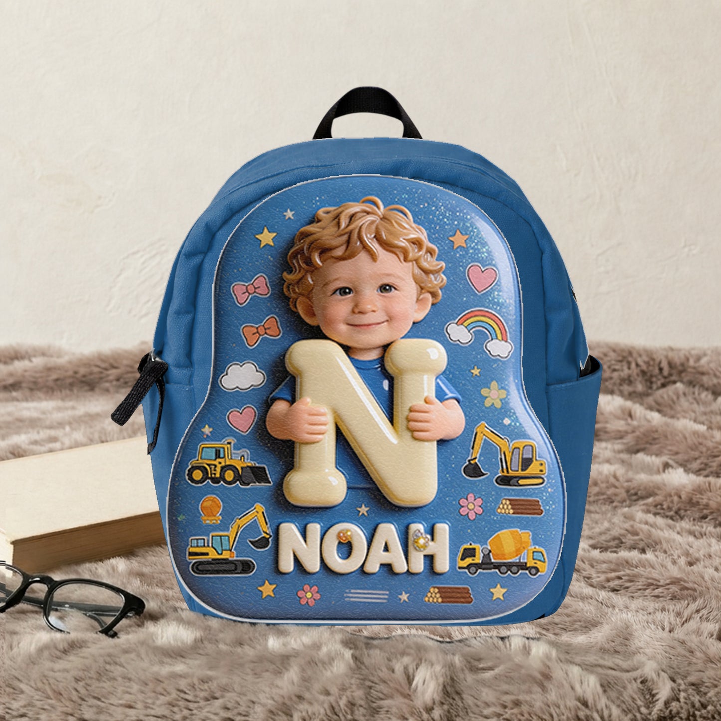 Custom Photo, Alphabet, Any Theme - Personalized Kid Changeable Leather Patch Backpack