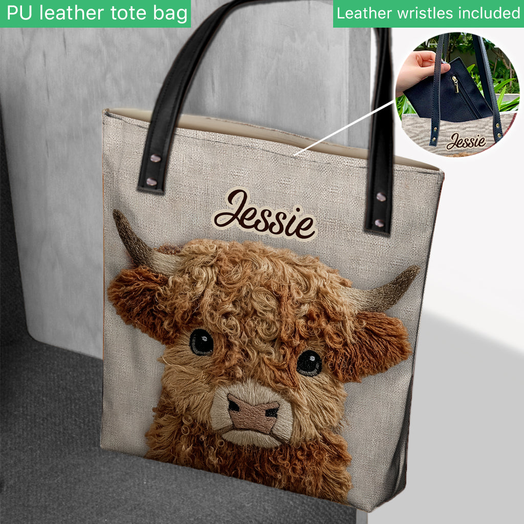 Cute Highland Cow - Personalized Highland Cow Tote Bag