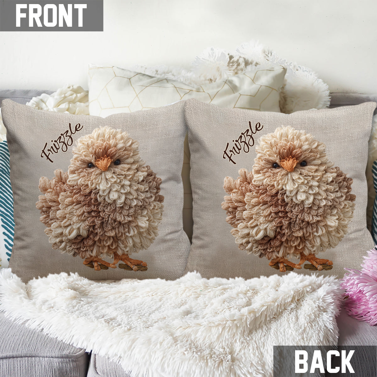 Coussin décoratif personnalisé « Love Chicken »