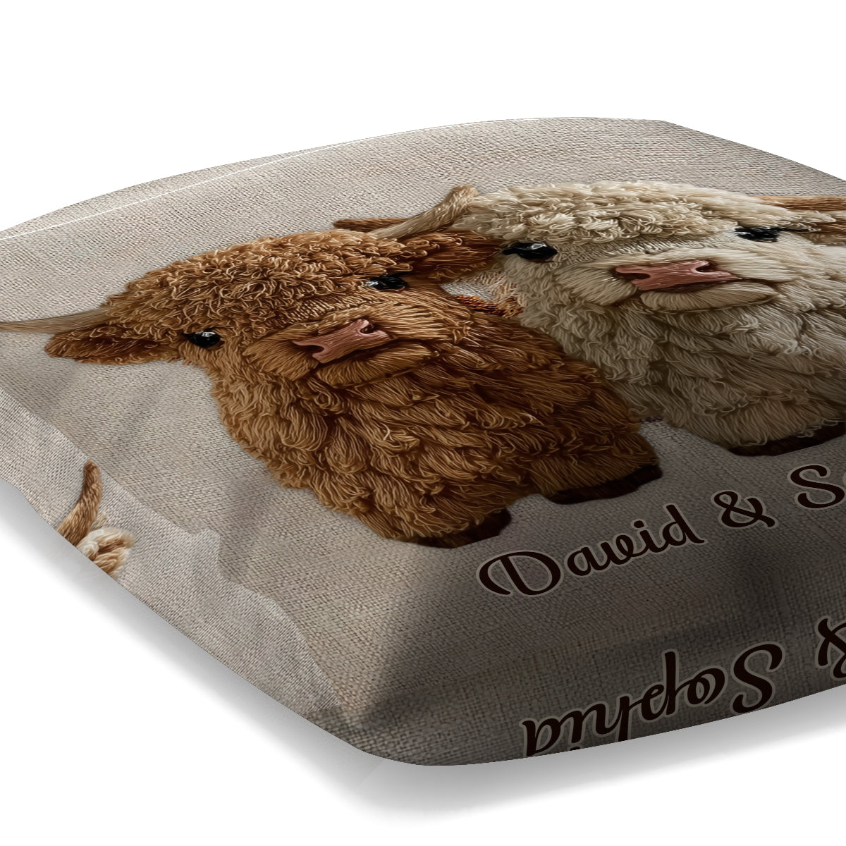 You & Me - Personalized Highland Cow Throw Pillow