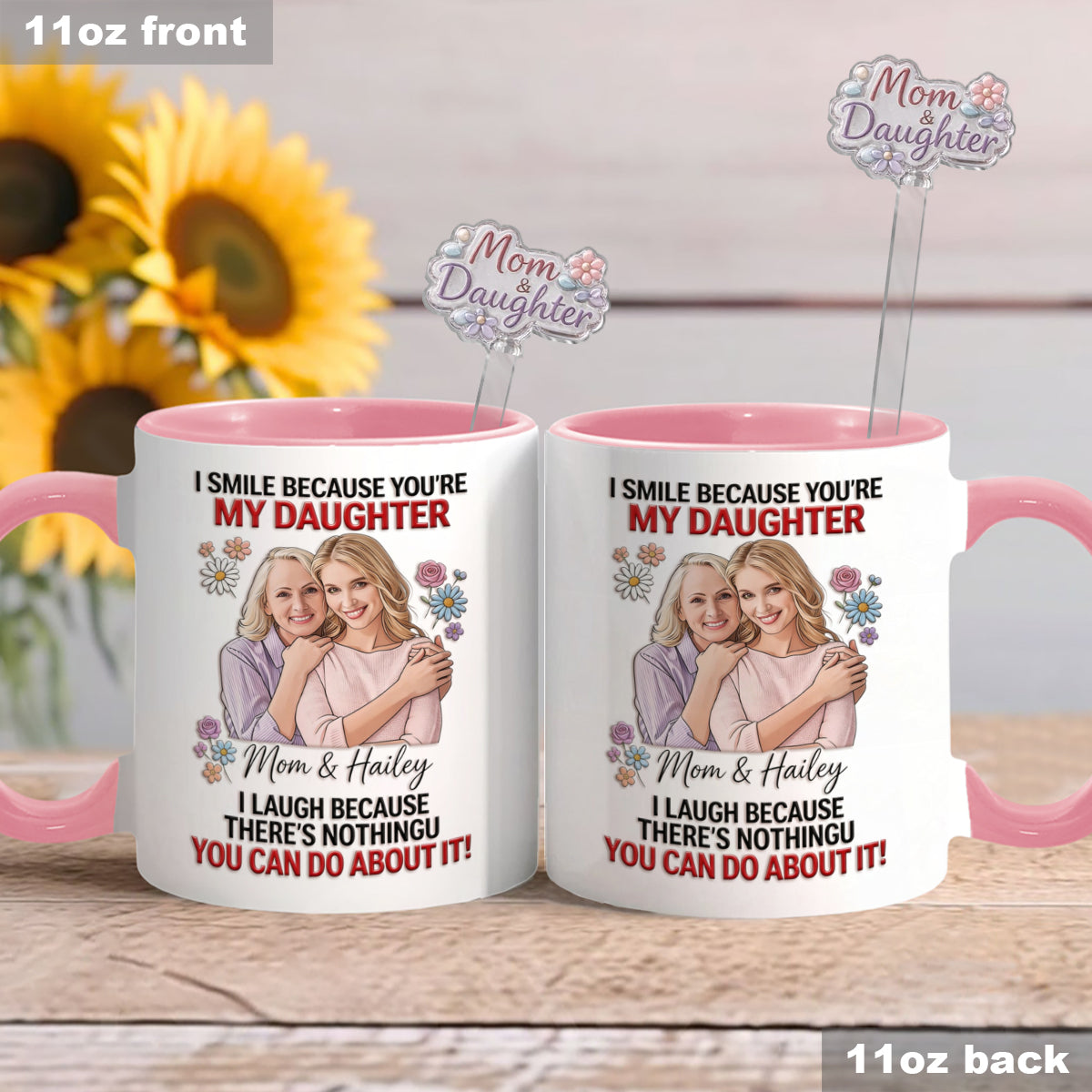 Daughter Gift Idea - Personalized Daughter Set Accent Mug with Acrylic Stirrers