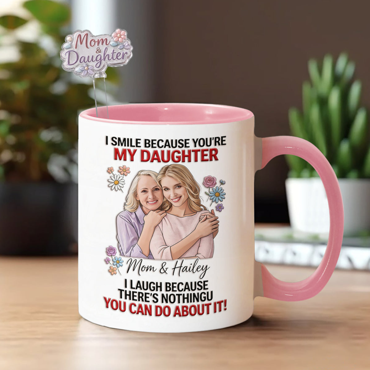 Daughter Gift Idea - Personalized Daughter Set Accent Mug with Acrylic Stirrers