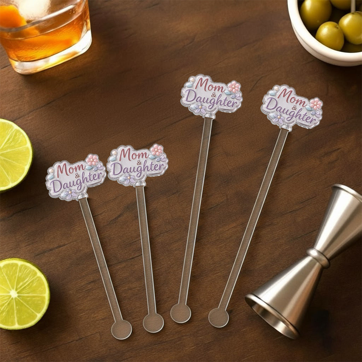 Daughter Gift Idea - Personalized Daughter Set Accent Mug with Acrylic Stirrers