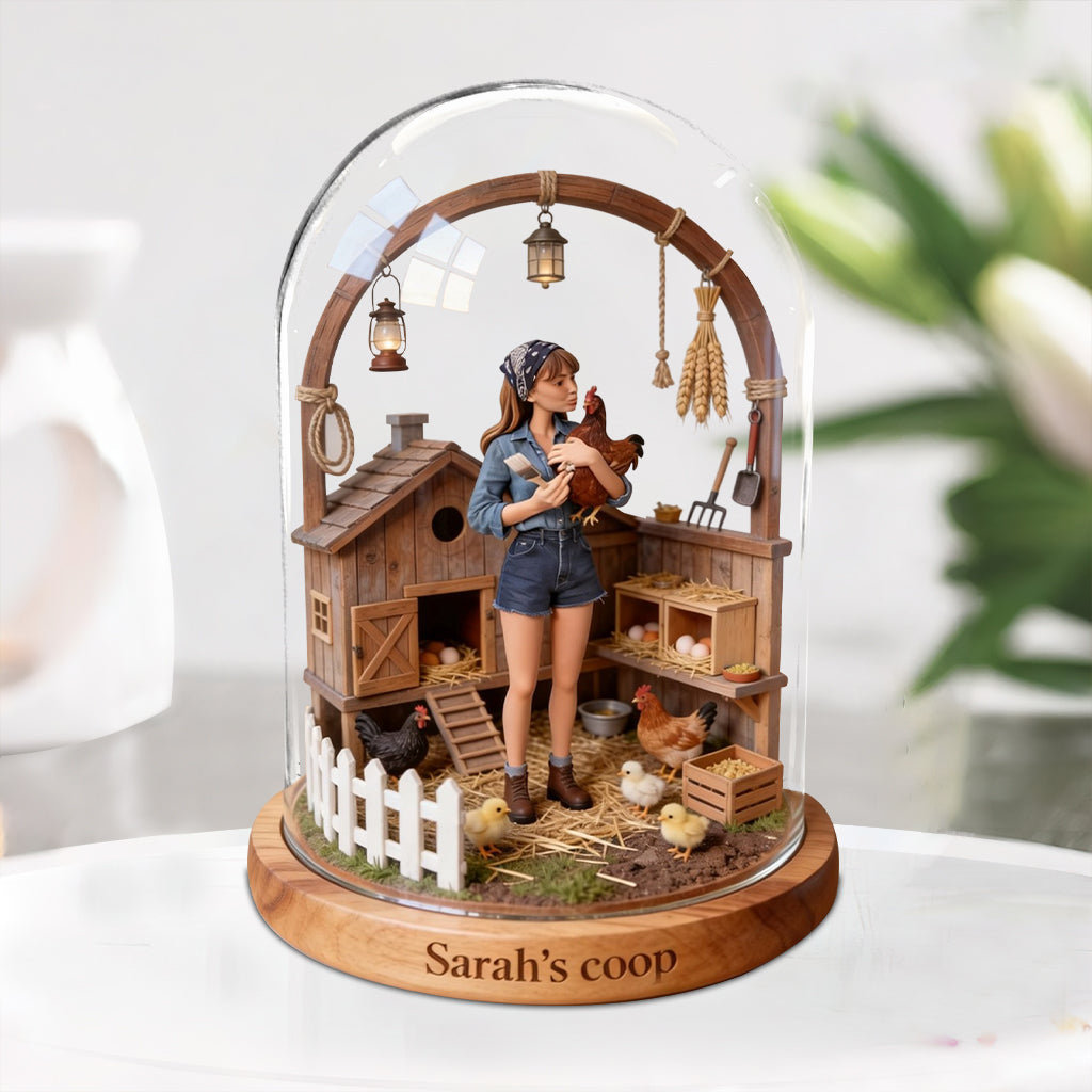 Hühnerfarm – Personalisierte Acrylplakette in Hühnerform