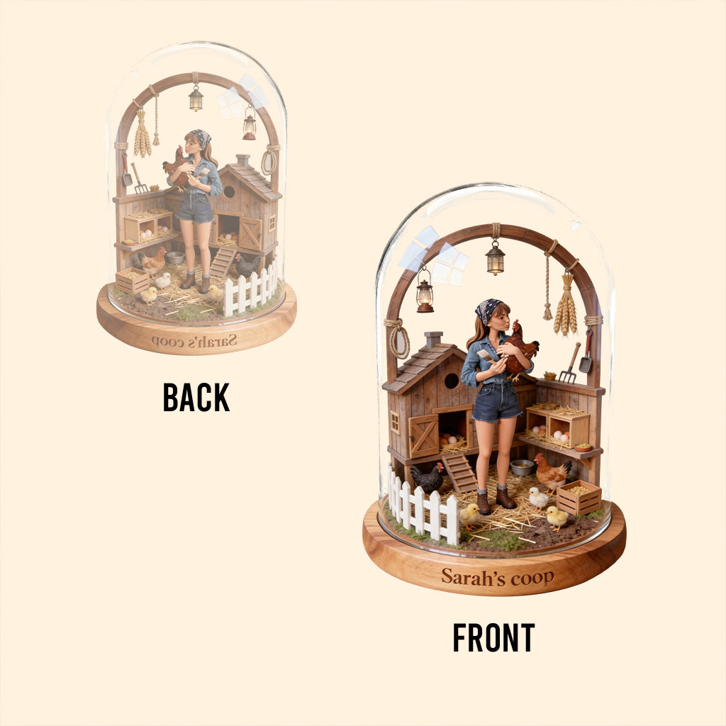 Hühnerfarm – Personalisierte Acrylplakette in Hühnerform