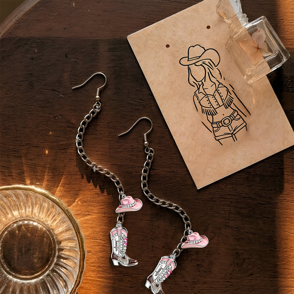 Cowgirl Spirit - Personalized Cowgirl Earrings With Card