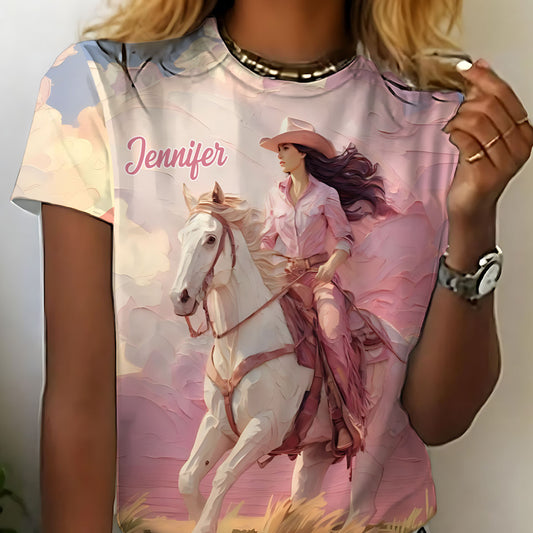 T-shirt personnalisé « Cowgirl rose »