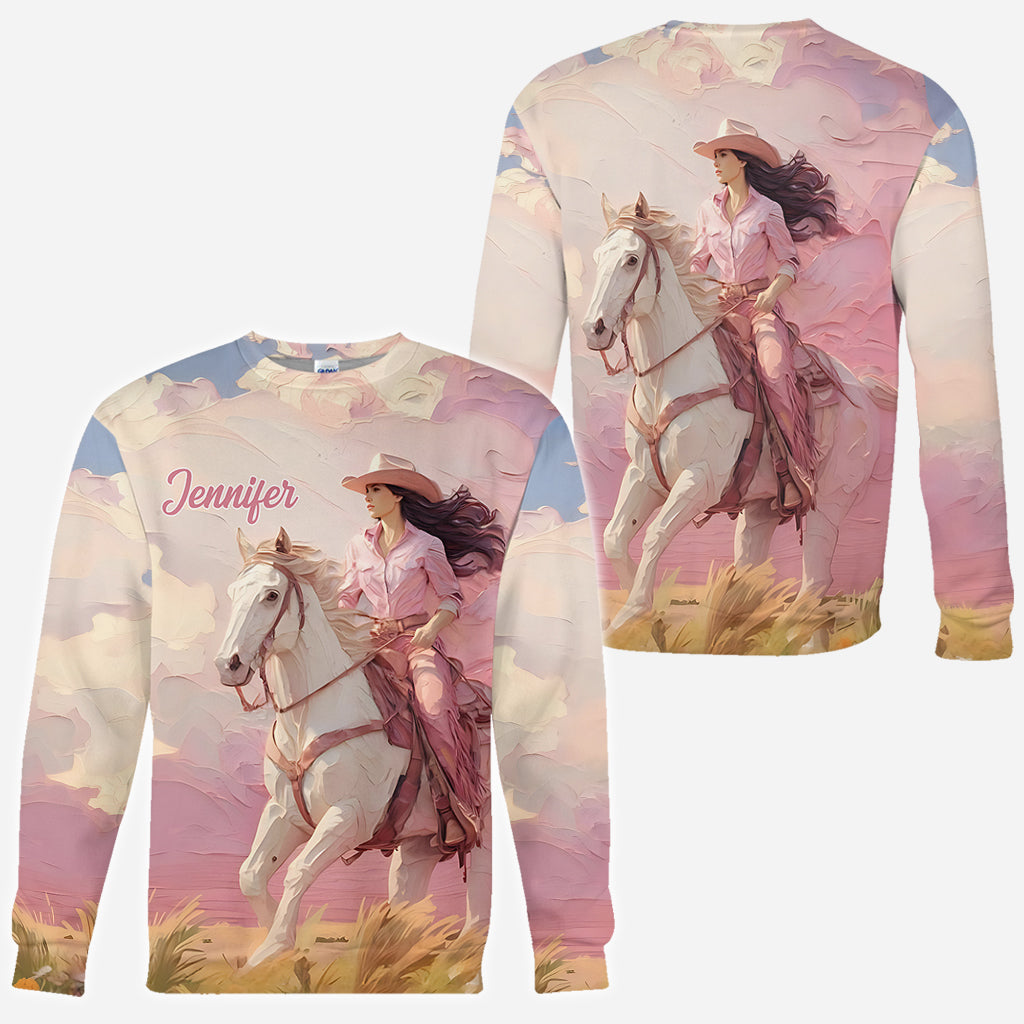 T-shirt personnalisé « Cowgirl rose »