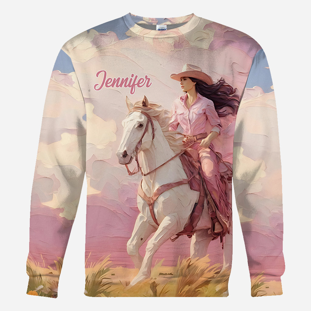 T-shirt personnalisé « Cowgirl rose »