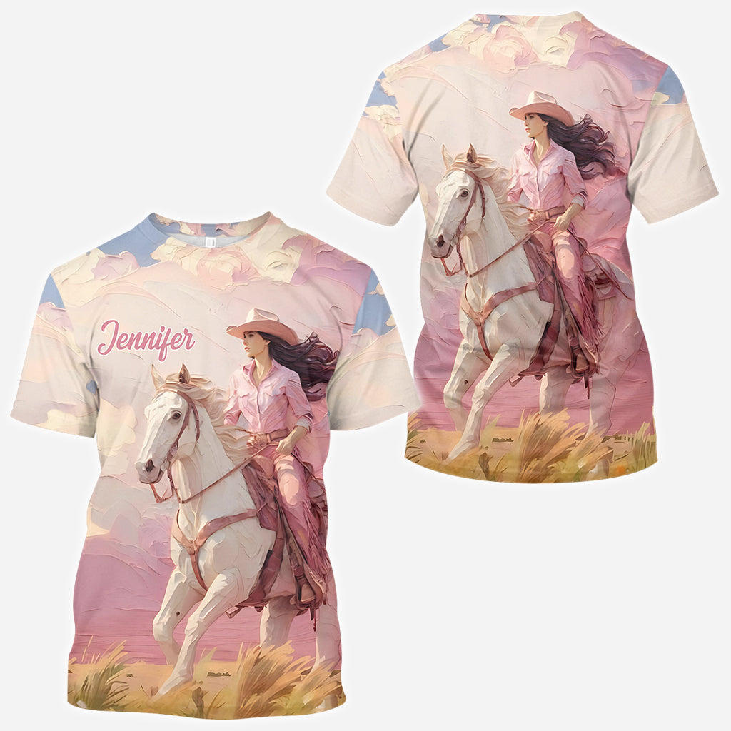 T-shirt personnalisé « Cowgirl rose »