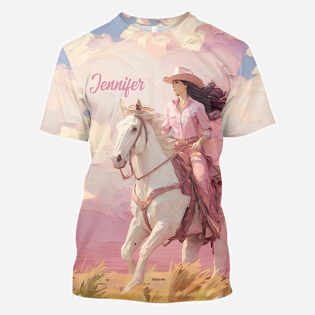 T-shirt personnalisé « Cowgirl rose »