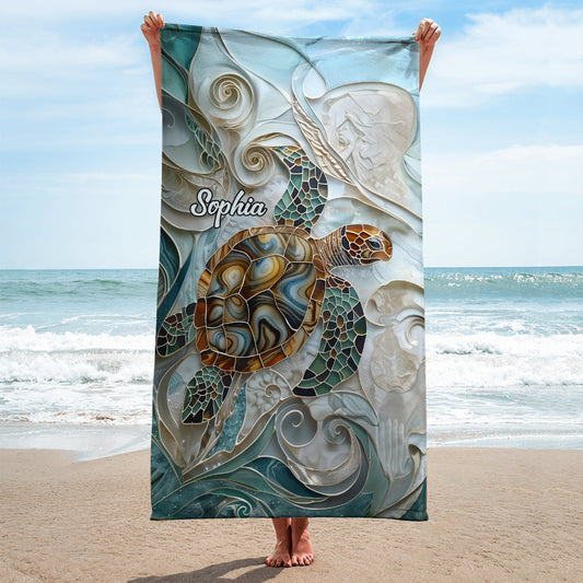 Sea Turtle - Personalized Turtle Quick-dry Beach Towel/ Bath Towel