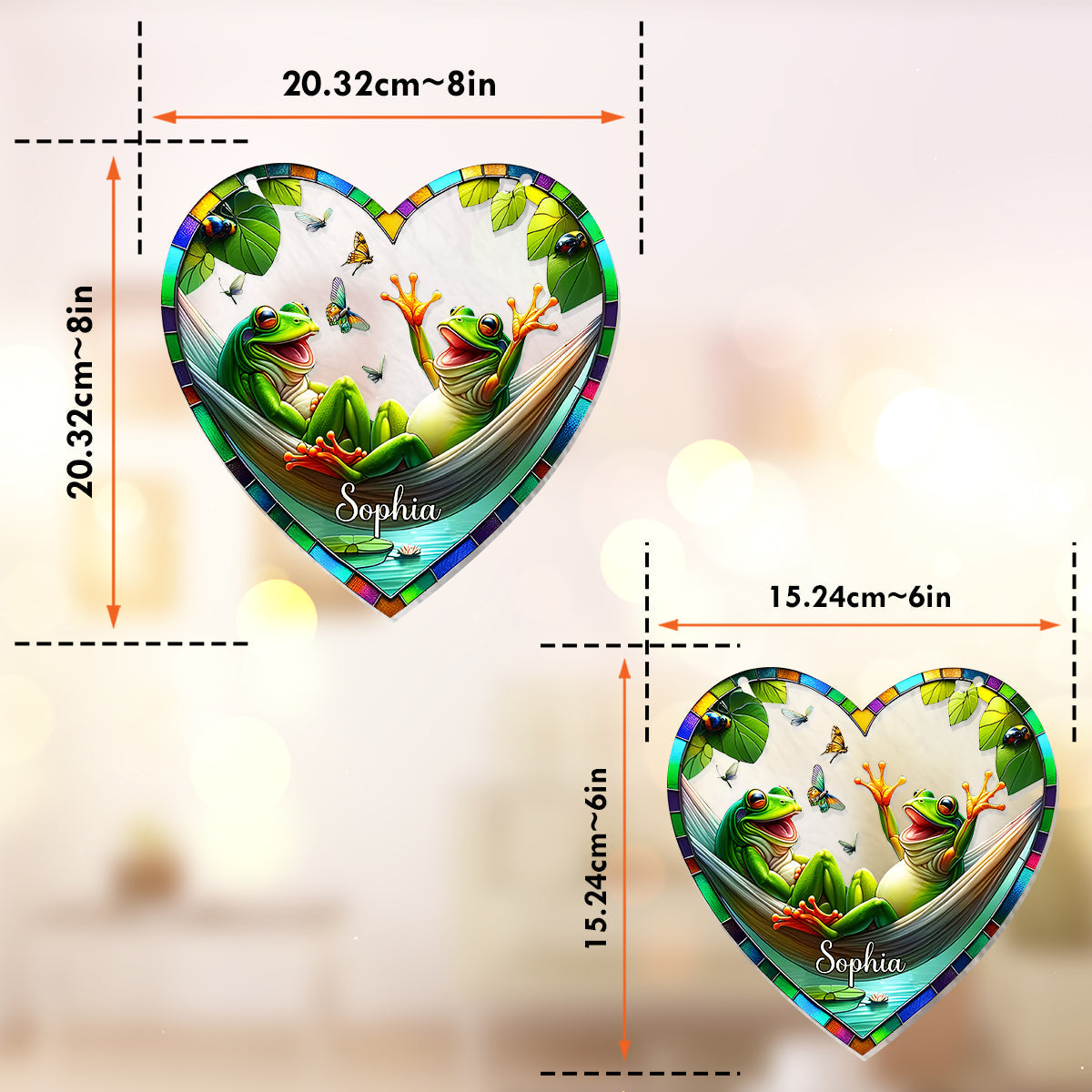Love Frogs - Personalized Frog Window Hanging Suncatcher Ornament