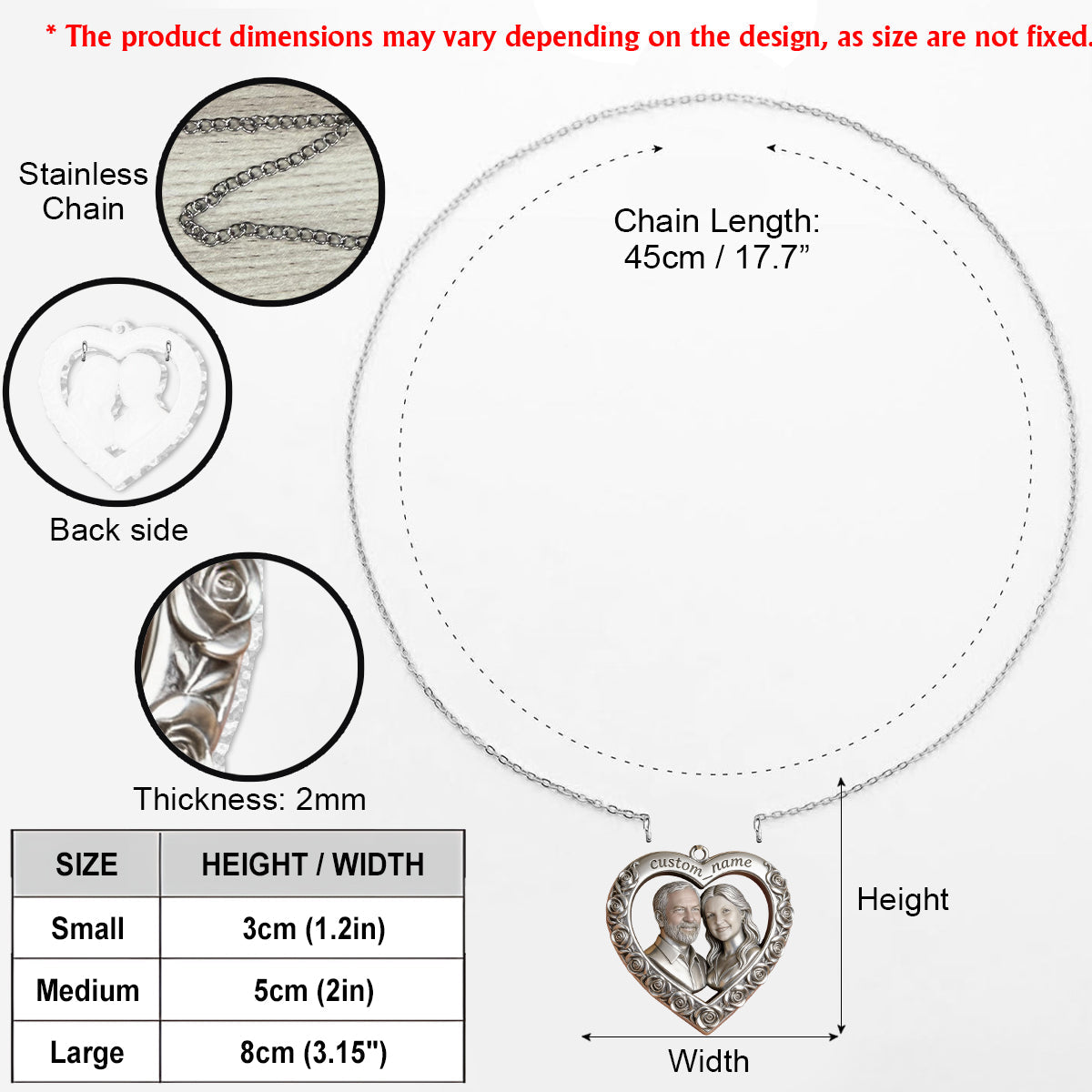 I Love You - Personalized Couple Shaped Acrylic Pendant Necklace