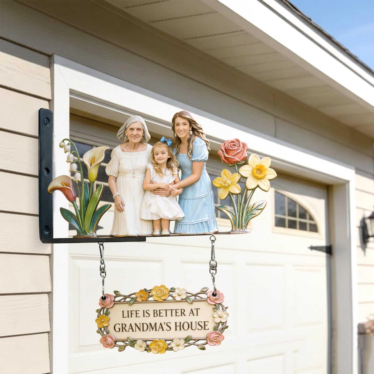 Custom Any Photo Perfect Gift For Grandparent - Personalized Grandma Wooden Wall Mount Sign