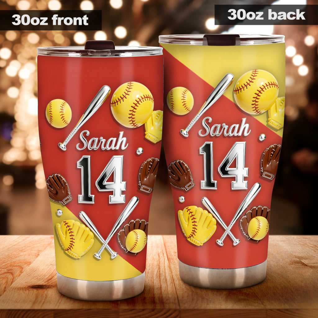 Love Softball - Personalized Softball Tumbler