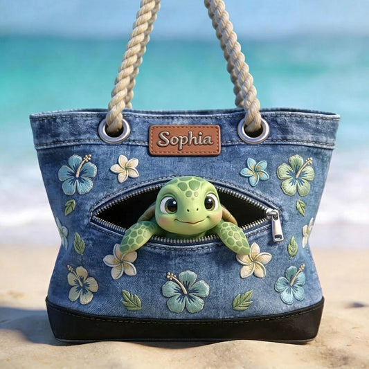 Salty Lil' Beach - Sac de Plage Tortue Personnalisé