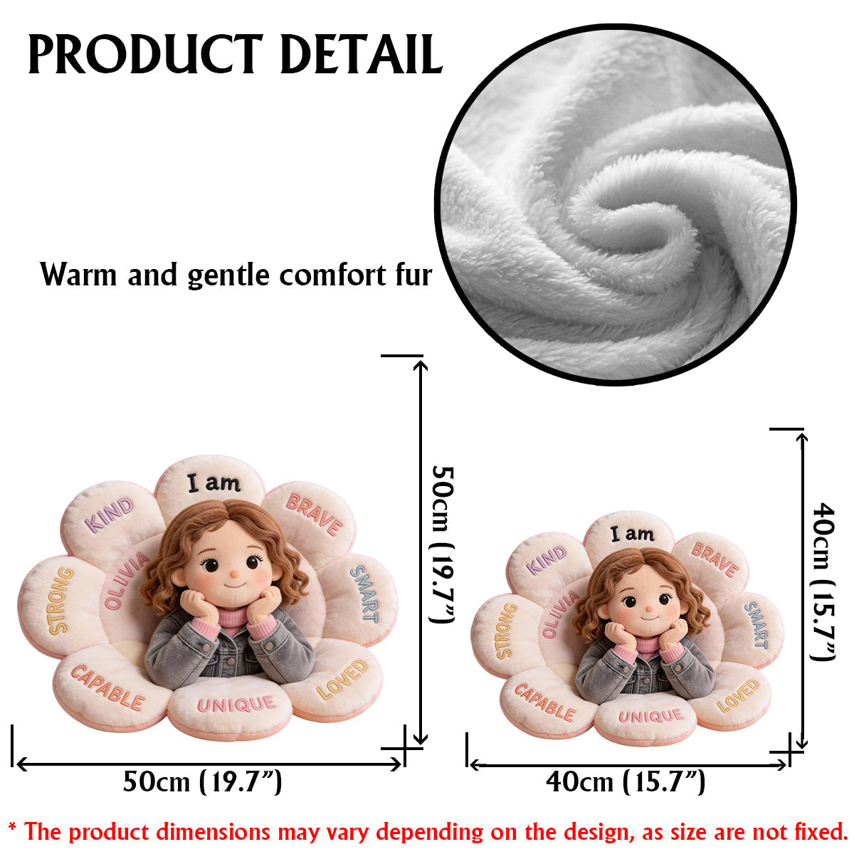 Affirmations Pillow - Personalized Kid Faux Fur Shaped Pillow