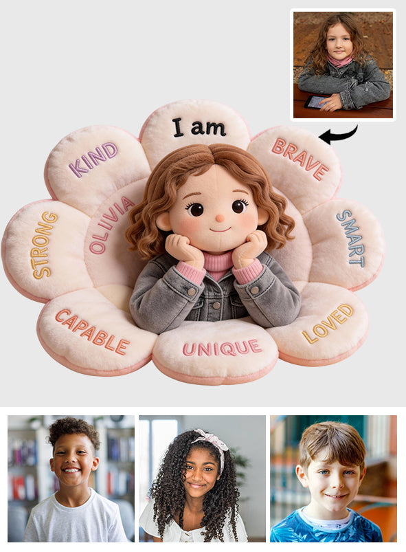 Affirmations Pillow - Personalized Kid Faux Fur Shaped Pillow