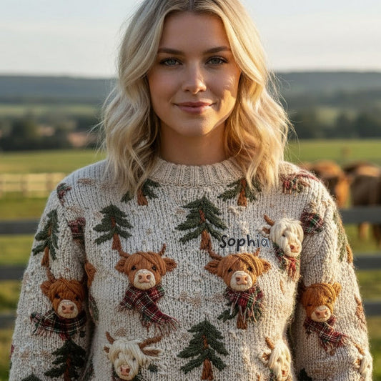Pull moche personnalisé « Love Highland Cow »