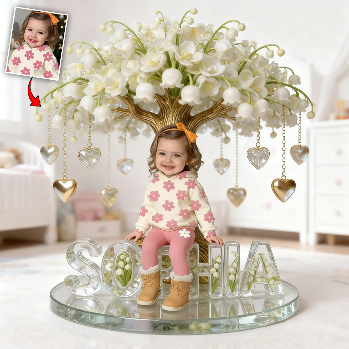 Custom Any Photo & Birthmonth Flower - Personalized Kid Custom Shaped Acrylic Plaque