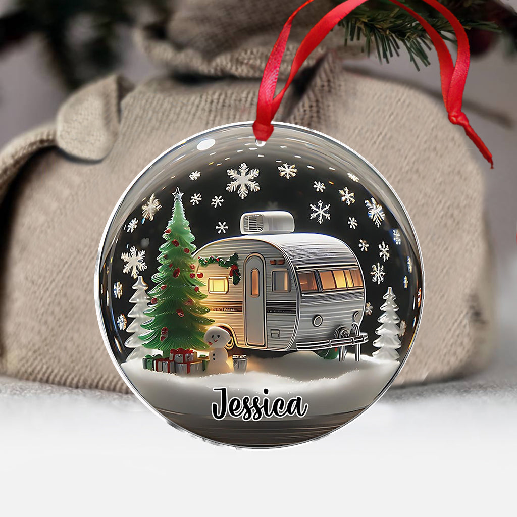Retro RV Camper Christmas - Personalized Camping Ornament