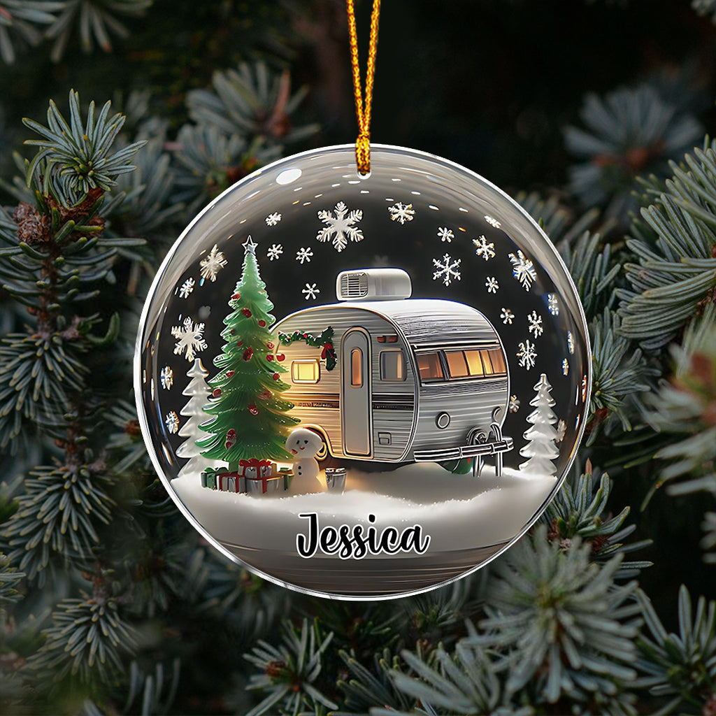 Retro RV Camper Christmas - Personalized Camping Ornament