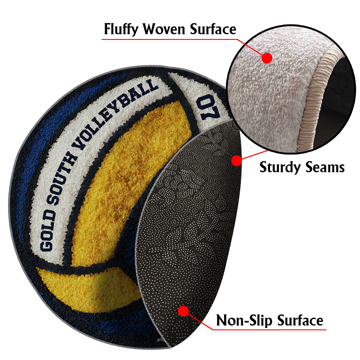 Love Volleyball - Personalized Volleyball Non-Slip Tufted Rug