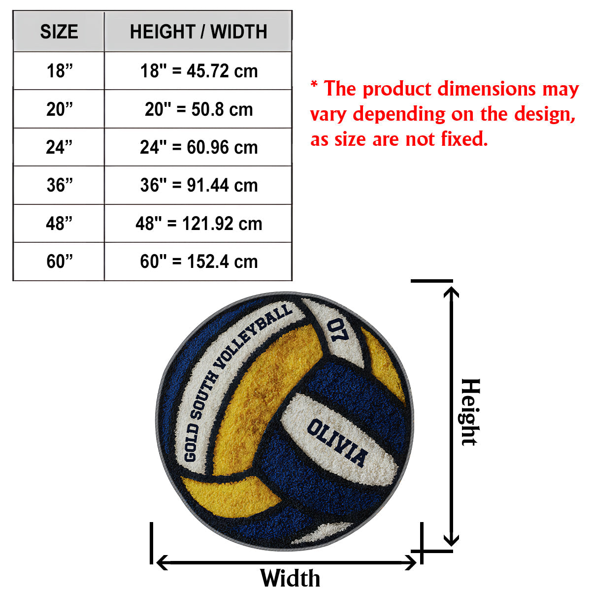 Love Volleyball - Personalized Volleyball Non-Slip Tufted Rug