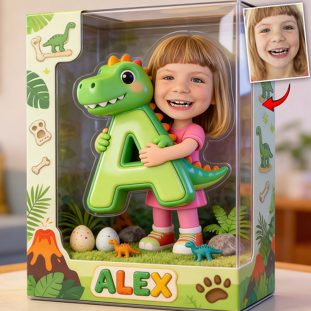 Dinosaur Alphabet Letter & Custom Photo - Personalized Kid Custom Shaped Acrylic Plaque
