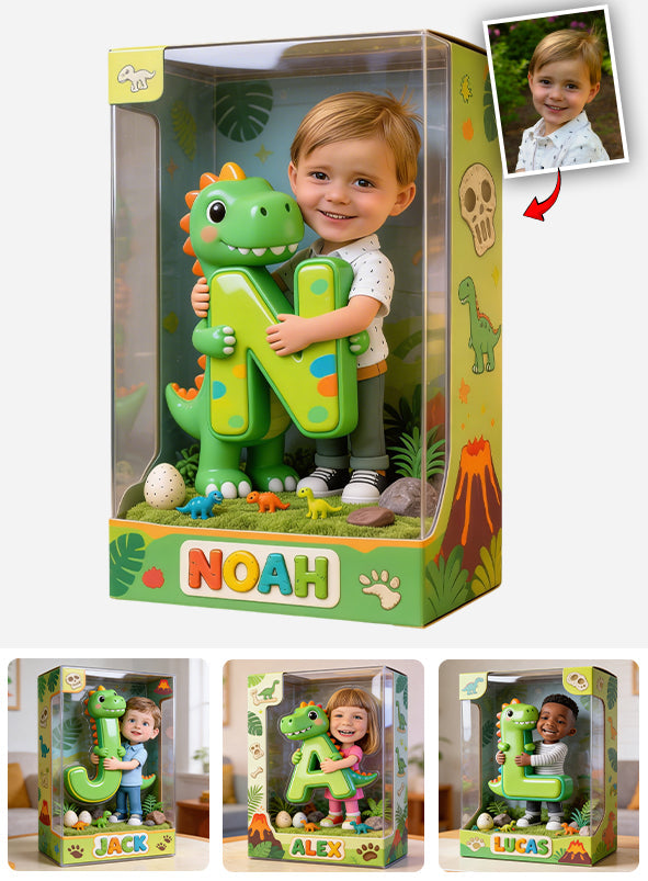 Dinosaur Alphabet Letter & Custom Photo - Personalized Kid Custom Shaped Acrylic Plaque