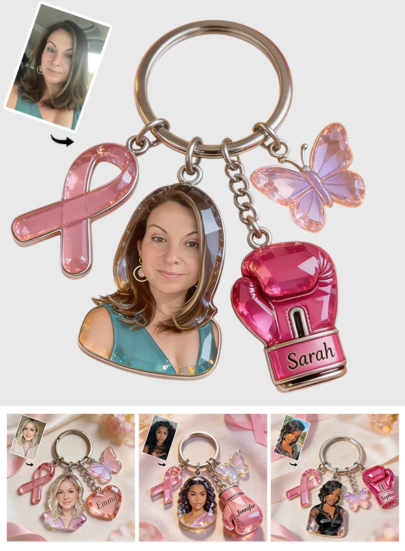 Breast Cancer Awareness - Personalized Breast Cancer Awareness Keychain With Charms