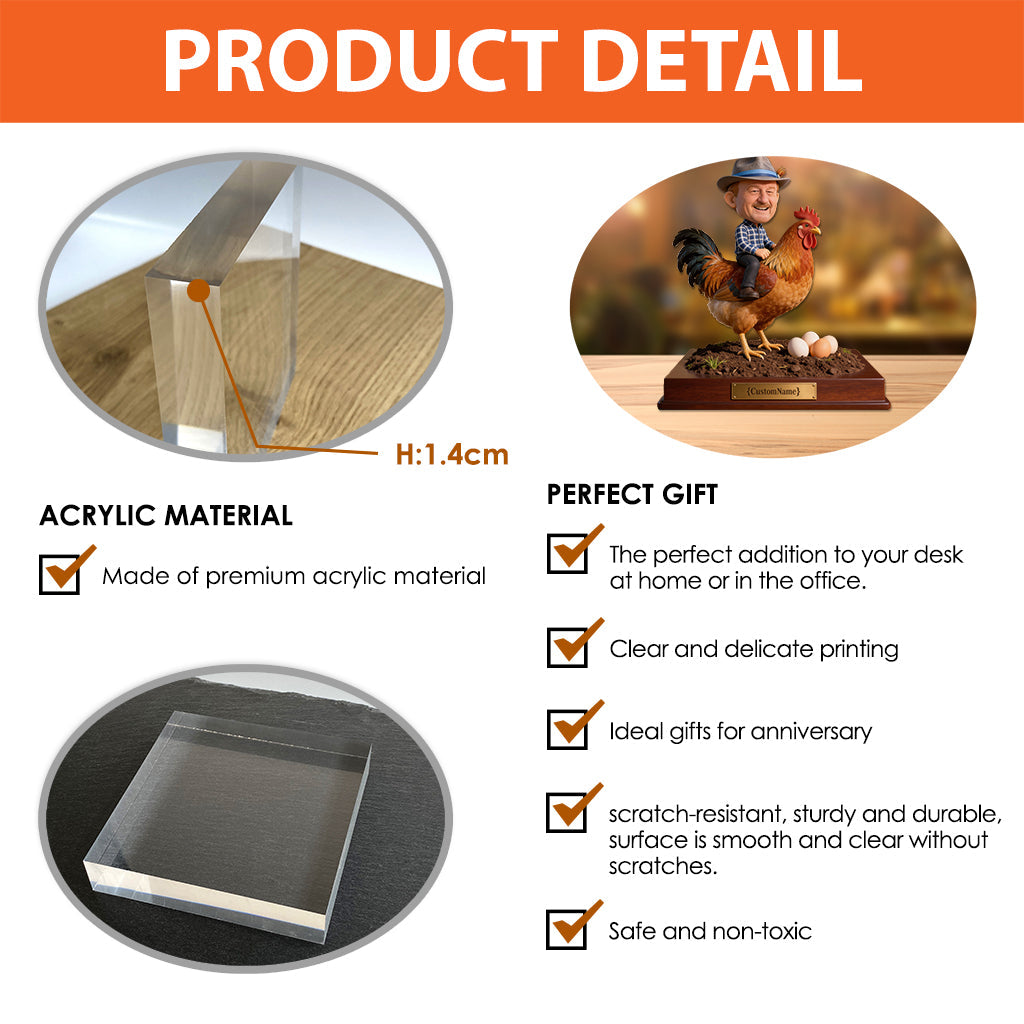 Geschenkidee für Landwirte, Hühnerliebhaber und alle, die das Landleben lieben – personalisierte Acrylplakette in Hühnerform