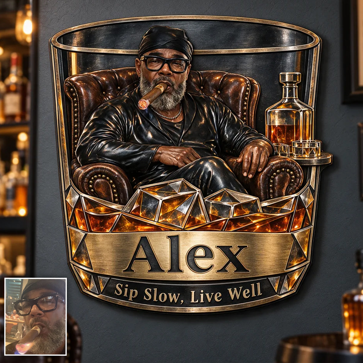 Whiskey Lovers Gift - Personalized Whisky 3D Printed Cut Metal Sign